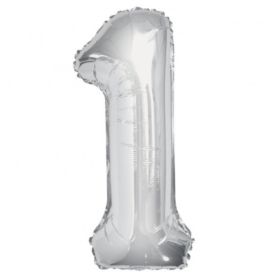 Silver Giant Number Supershape Foil Balloons - Numbers 0 - 9 - Inflated