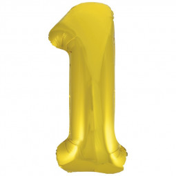 Gold Giant Number Supershape Foil Balloons - Numbers 0 - 9 - Inflated