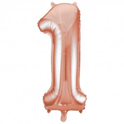Rose Gold Giant Number Supershape Foil Balloons - Numbers 0 - 9 - Inflated
