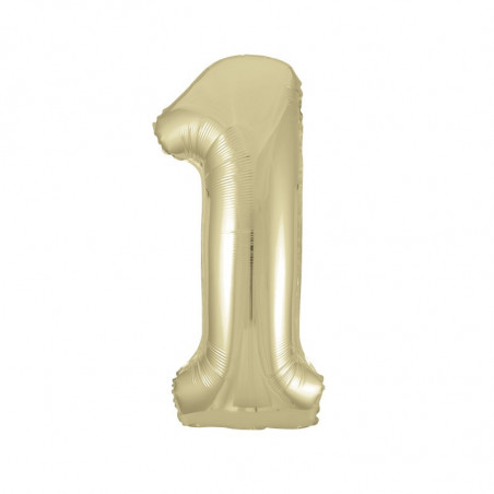 White Gold Giant Number Supershape Foil Balloons - Numbers 0 - 9 - Inflated