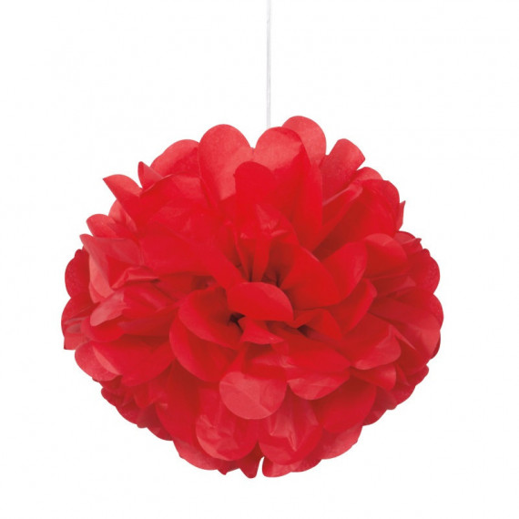 3 Red Tissue Paper Pom Pom Decorations 3 Red Tissue Paper Pom Pom Decorations