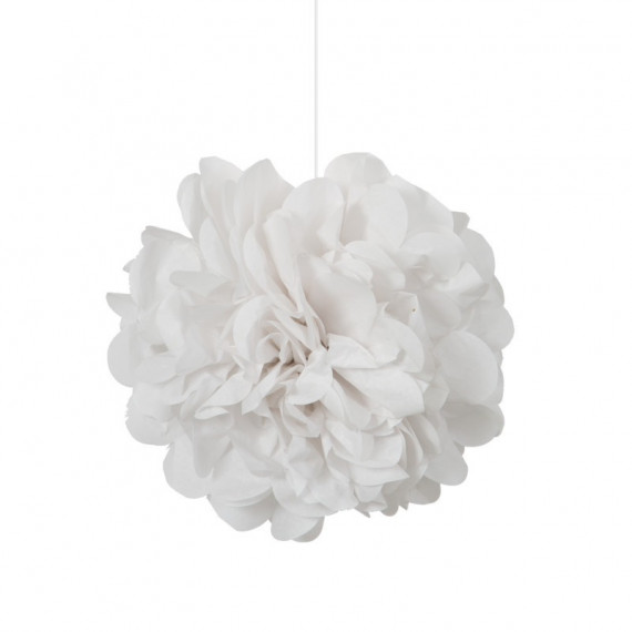 3 White Tissue Paper Pom Pom Decorations 3 White Tissue Paper Pom Pom Decorations