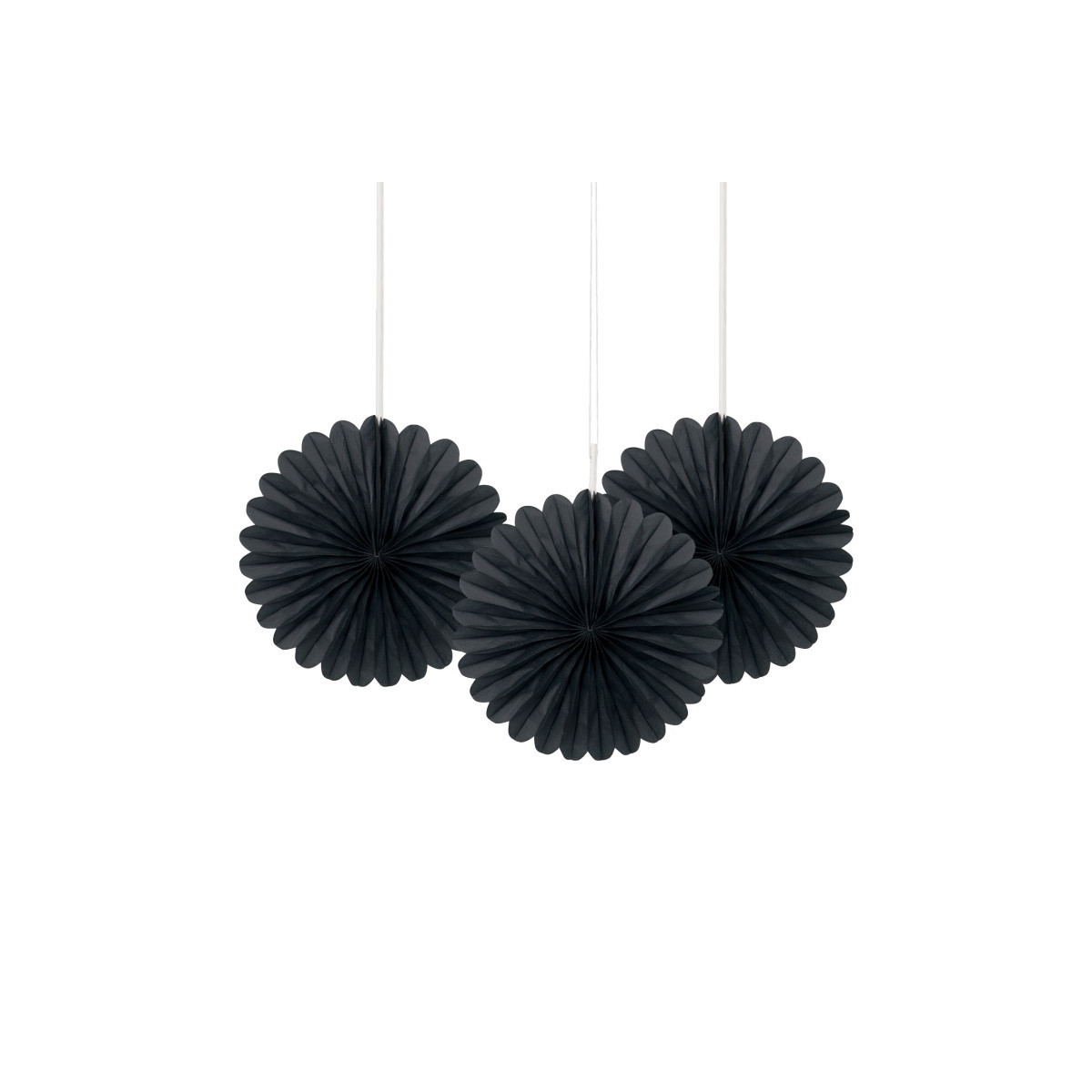 3 Black Paper Fan Decorations 3 Black Paper Fan Decorations