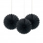 3 Black Paper Fan Decorations 3 Black Paper Fan Decorations