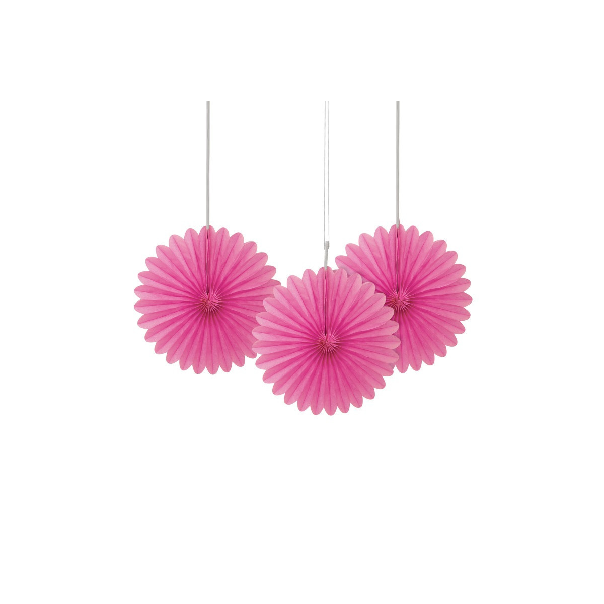 3 Hot Pink Paper Fan Decorations 3 Hot Pink Paper Fan Decorations