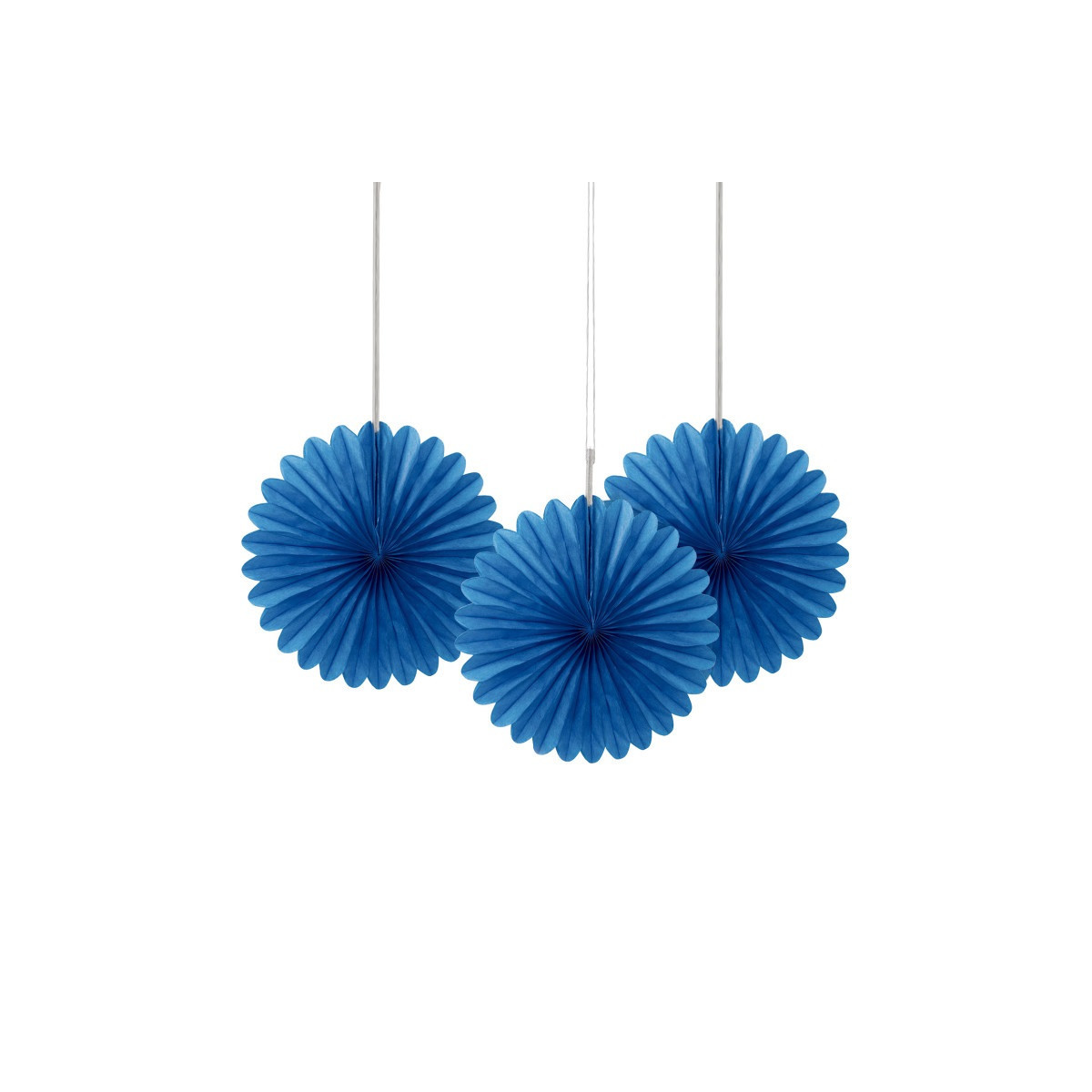 3 Dark Blue Paper Fan Decorations 3 Dark Blue Paper Fan Decorations