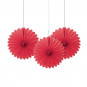 3 Red Paper Fan Decorations 3 Red Paper Fan Decorations