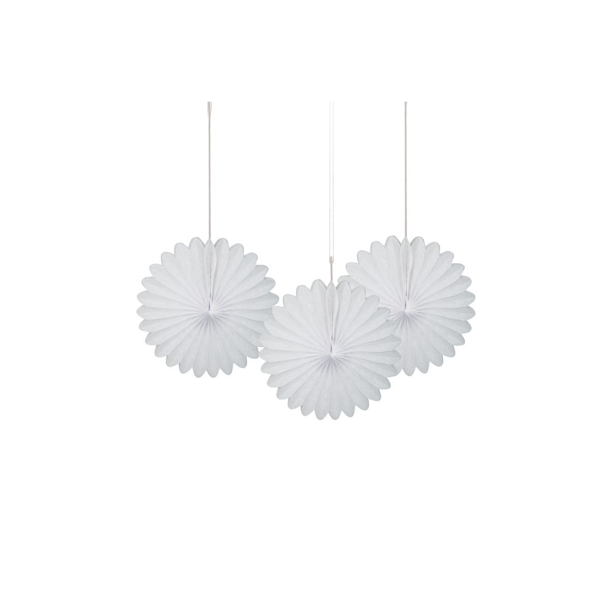 3 White Paper Fan Decorations 3 White Paper Fan Decorations