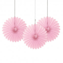 3 Light Pink Paper Fan Decorations