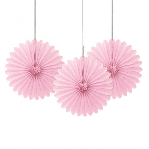 3 Light Pink Paper Fan Decorations 3 Light Pink Paper Fan Decorations