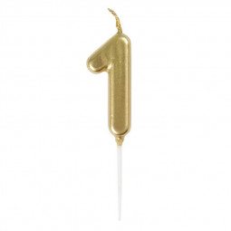 Gold Metallic Finish Number Candles 0 - 9