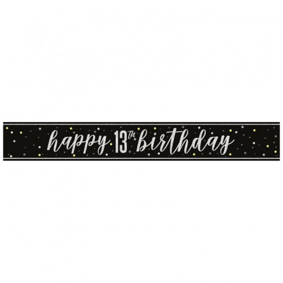 Black 13th Birthday Banner Black 13th Birthday Banner