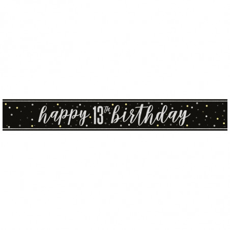 Black 13th Birthday Banner
