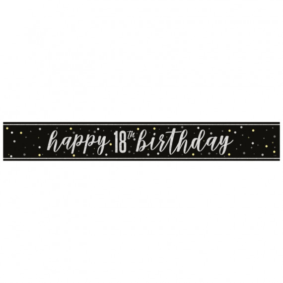 Black 18th Birthday Banner Black 18th Birthday Banner