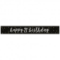 Black 21st Birthday Banner