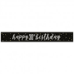 Black 30th Birthday Banner