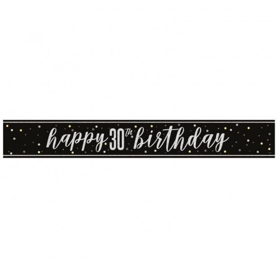 Black 30th Birthday Banner Black 30th Birthday Banner