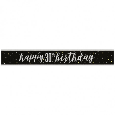 Black 30th Birthday Banner