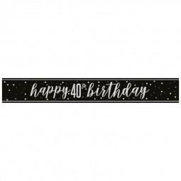 Black 40th Birthday Banner