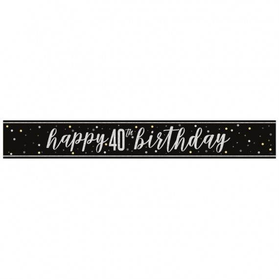 Black 40th Birthday Banner Black 40th Birthday Banner