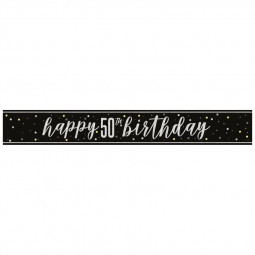 Black 50th Birthday Banner