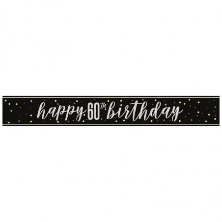 Black 60th Birthday Banner