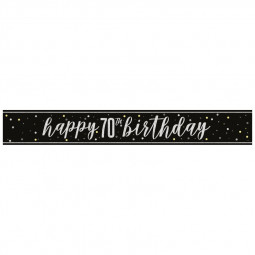 Black 70th Birthday Banner