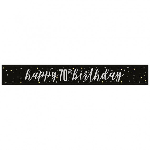 Black 70th Birthday Banner Black 70th Birthday Banner