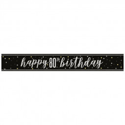Black 80th Birthday Banner