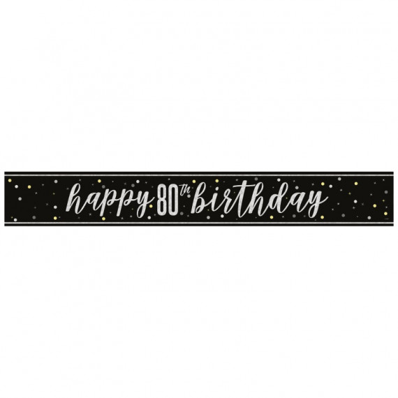 Black 80th Birthday Banner Black 80th Birthday Banner