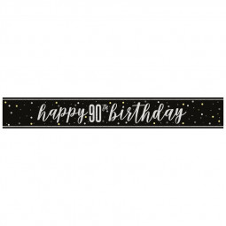 Black 90th Birthday Banner