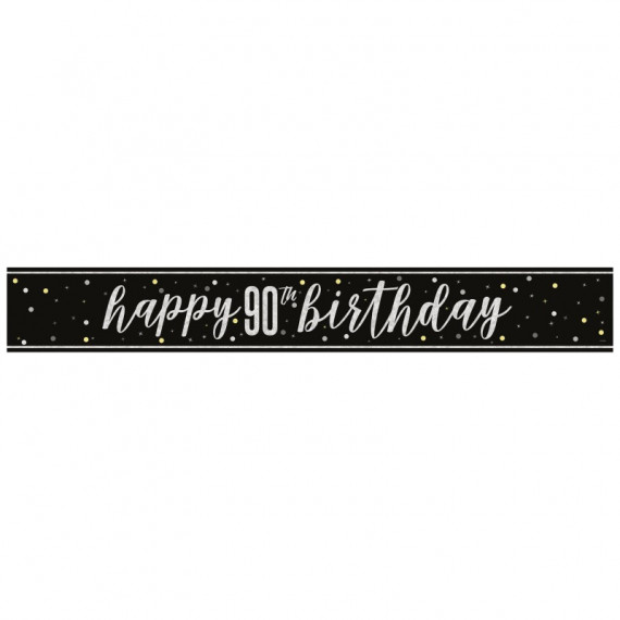 Black 90th Birthday Banner Black 90th Birthday Banner
