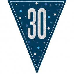 Blue 30th Birthday Plastic Bunting