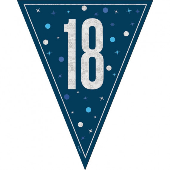 Blue 18th Birthday Plastic Bunting Blue 18th Birthday Plastic Bunting