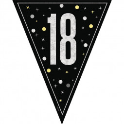 Black 18th Birthday Plastic Bunting