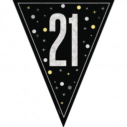 Black 21st Birthday Plastic Bunting