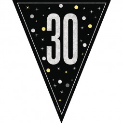 Black 30th Birthday Plastic Bunting