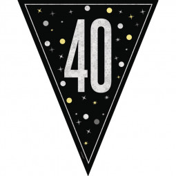 Black 40th Birthday Plastic Bunting