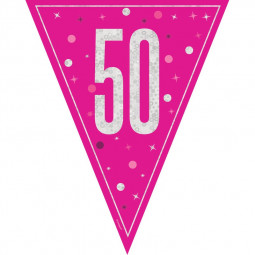 Pink 50th Birthday Plastic Bunting
