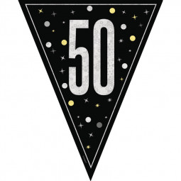 Black 50th Birthday Plastic Bunting