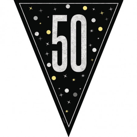 Black 50th Birthday Plastic Bunting