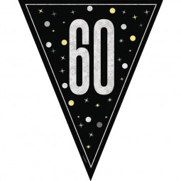 Black 60th Birthday Plastic Bunting