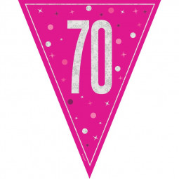 Pink 70th Birthday Plastic Bunting