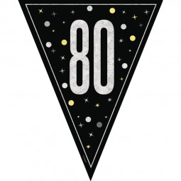 Black 80th Birthday Plastic Bunting