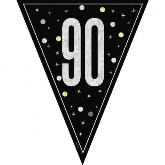 Black 90th Birthday Plastic Bunting