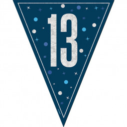 Blue 13th Birthday Plastic Bunting