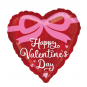 Bow Happy Valentine's Day Red Heart Foil Balloon - Inflated