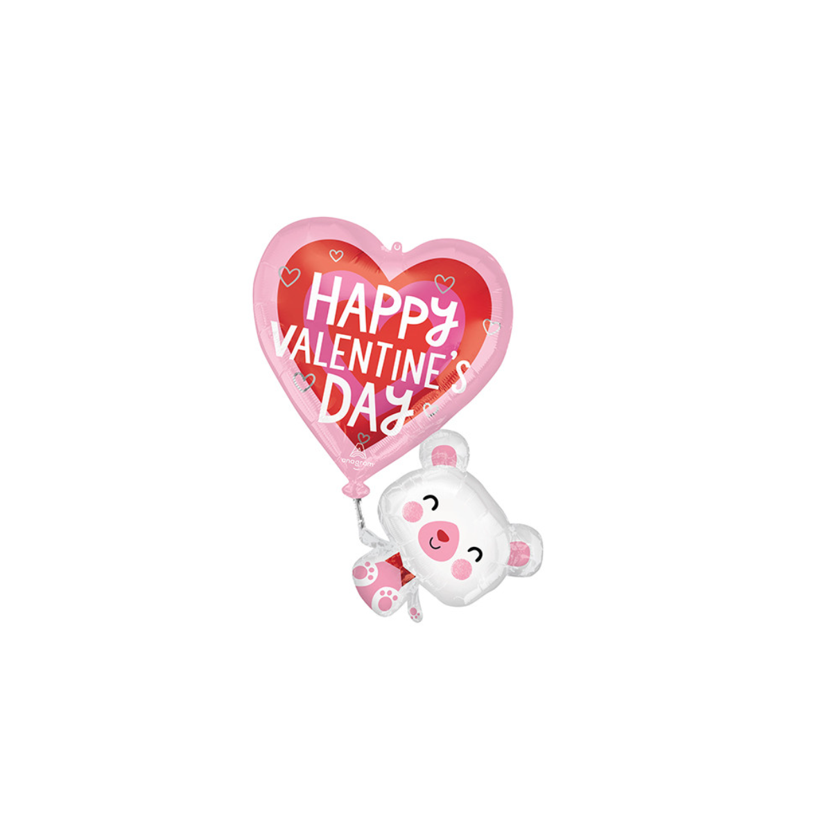 Valentine Floating Bear Foil Balloon- Inflated