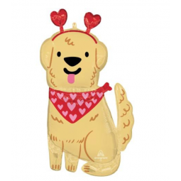 Cute Dog Valentine Foil Balloon- Inflated