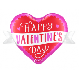 Large Happy Valentine's Day Red Heart Foil Balloon - Inflated